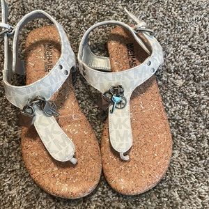 Little Girls White Monogram Michael Kors Sandals